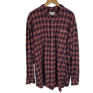 Carhartt Mens Red & Black Plaid Button Down Long Sleeve Flannel Shirt 2XL